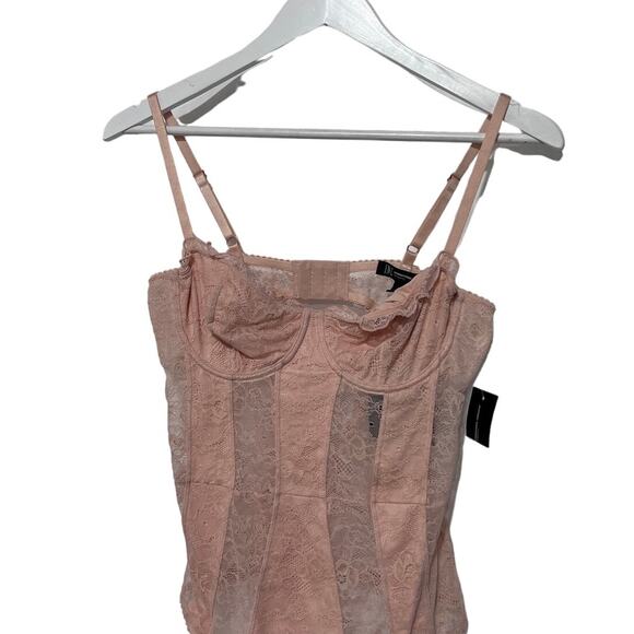 I.N.C. INTERNATIONAL CONCEPTS SOLID LACE CUP BODYSUIT BALLET PINK SIZE MEDIUM - Picture 5 of 14